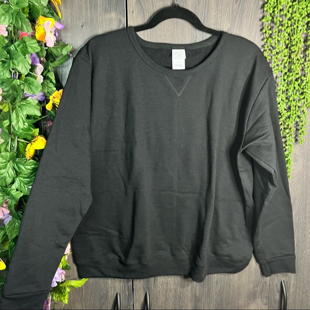 3/$30nwot Hanes Ecosmart Black Crew Neck Sweater Size Large View 3